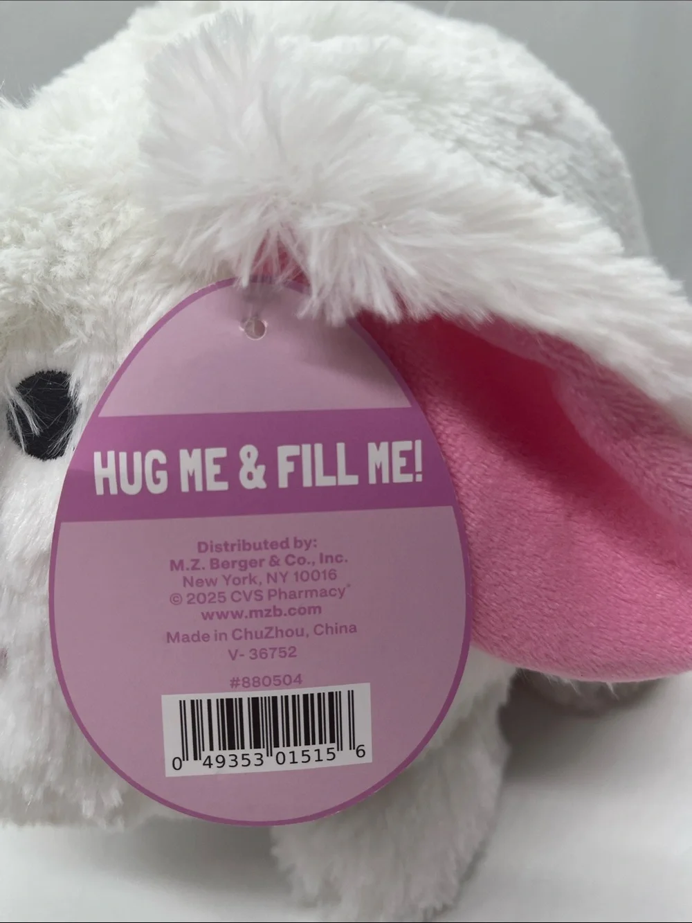 Plush White Bunny Coin Bank - Soft Bunny Savings Toy